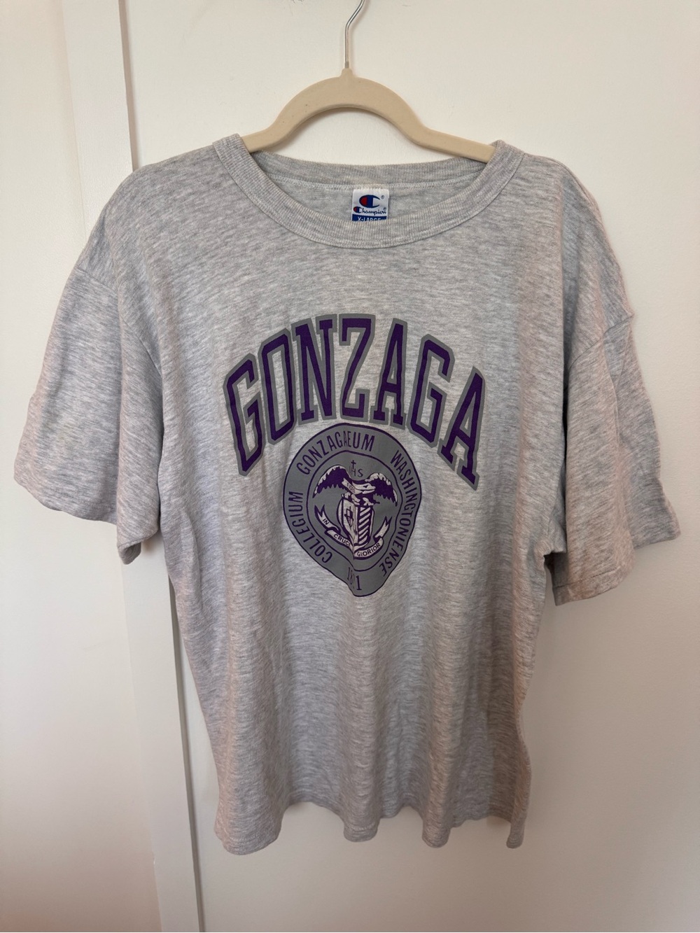 Vintage 90s Champion Made in USA Gonzaga University Tee Heather Gray XL